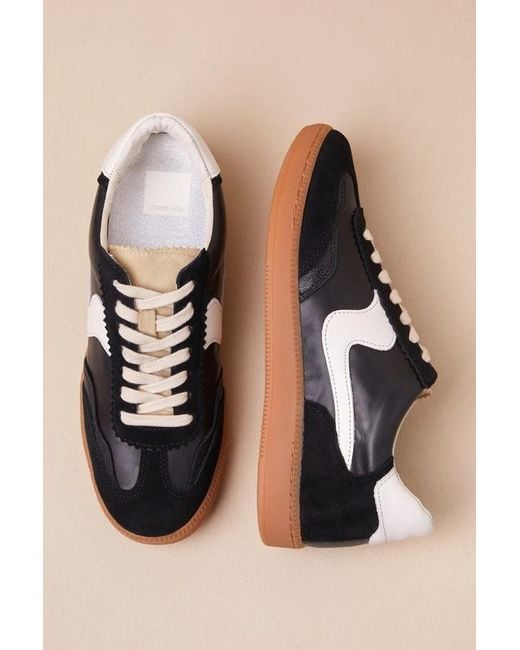 Dolce Vita Black Notice And Leather Color Block Lace-Up Sneakers