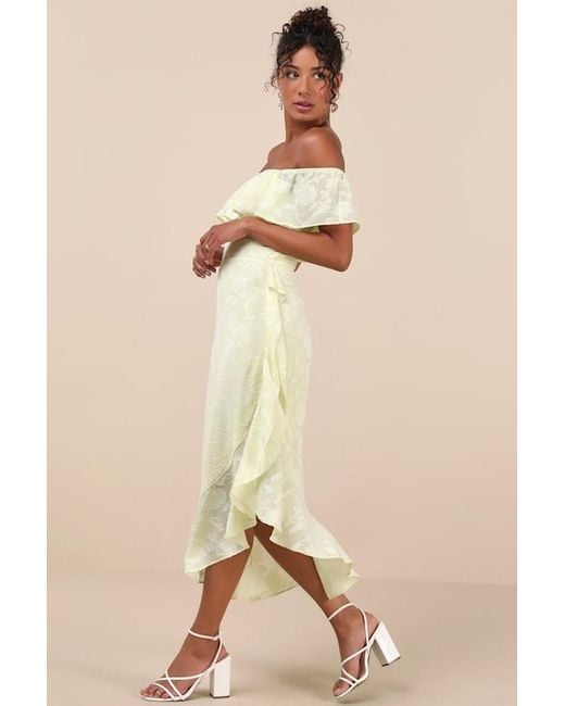 Lulus Natural Pretty Perfect Burnout Floral Off-The-Shoulder Midi Dress