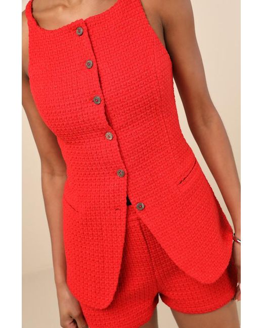 Lulus Red Mariette Knit Button-Front Vest Top