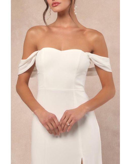 Lulus Natural Magical Magnetism Off-The-Shoulder Maxi Dress