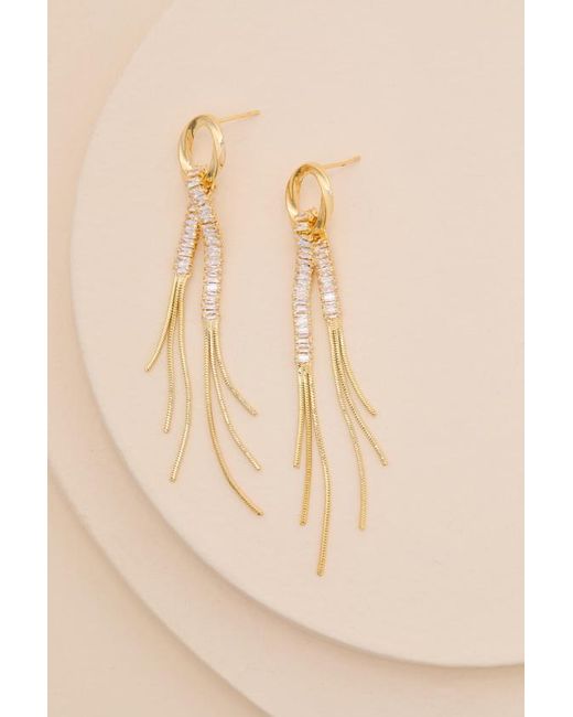 Lulus Metallic Orion 14Kt Rhinestone Fringe Drop Earrings