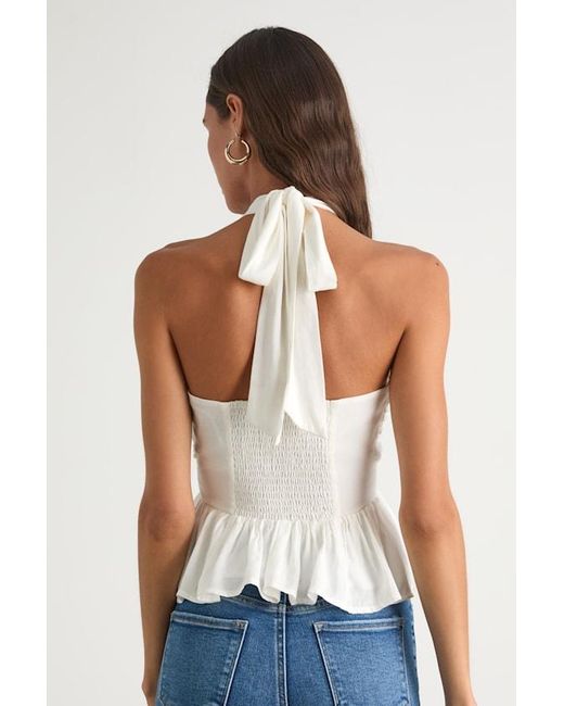 Lulus White Kadri Peplum Halter Top