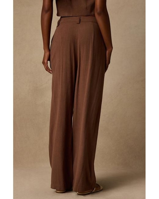 Lulus Brown Suits You Perfectly Linen Wide-Leg Pants