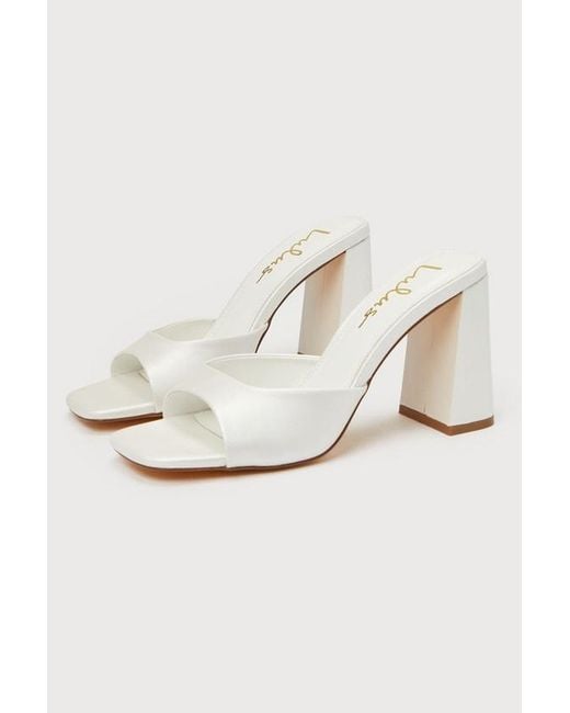 Lulus Brown Preslie Satin High Heel Slide Sandals