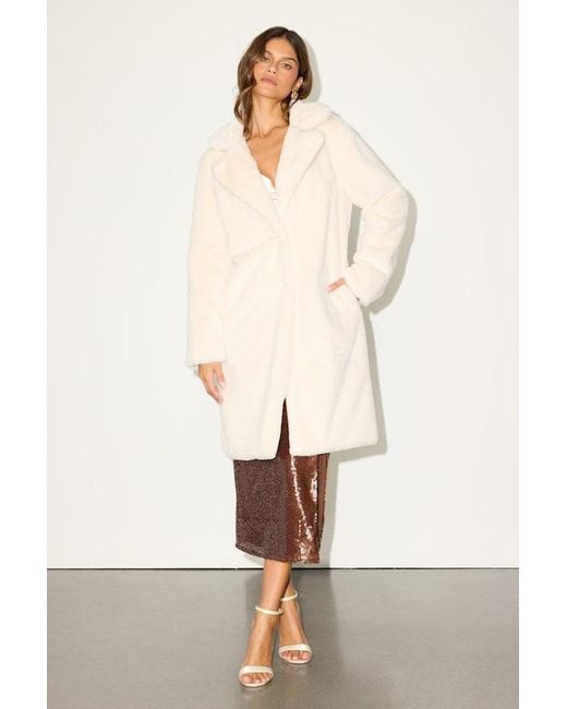 Lulus Natural Tamron Cream Faux Fur Longline Coat