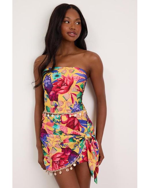 Lulus Red Kysa Multi Floral Wrap Skort