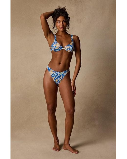Lulus Brown Matala Floral Ribbed High-Rise Bikini Bottoms