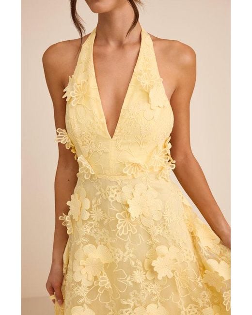 Lulus Green Kennia 3D Floral Embroidered Halter Maxi Dress