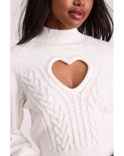 Lulus White Priya Cutout Mock Neck Cropped Sweater