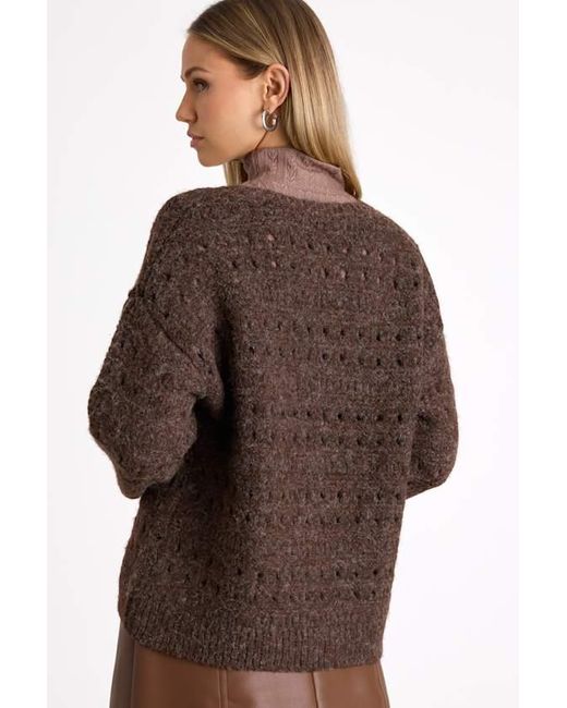 Lulus Brown Mariner Marled Pierced Crew Neck Pullover Sweater