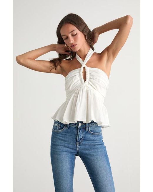 Lulus White Kadri Peplum Halter Top