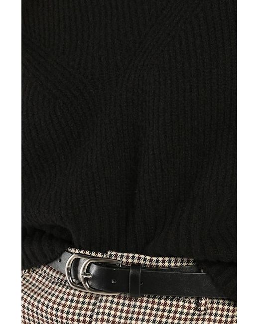 Lulus Black Snuggly Days Cropped Mock Neck Sweater