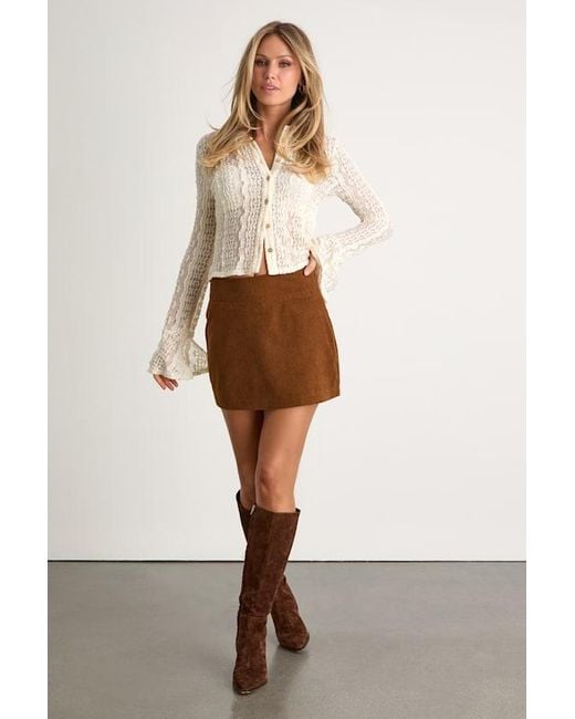 Lulus Brown Idalie Corduroy High-Rise Mini Skirt