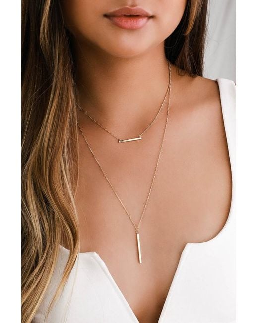 Lulus Natural Bring You Cheer Layered Bar Charm Necklace