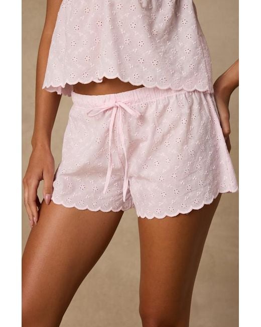 Lulus Natural Kensely Eyelet Embroidered Two-Piece Pj Set