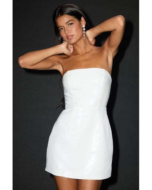 Lulus Natural Pristine Dazzle Sequin Strapless Mini Dress