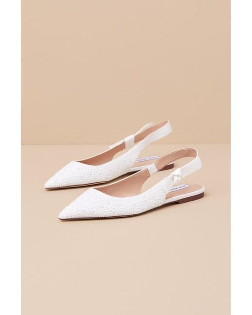 Steve Madden Natural Olsen-P Pearl Knotted Pointed-Toe Slingback Flats