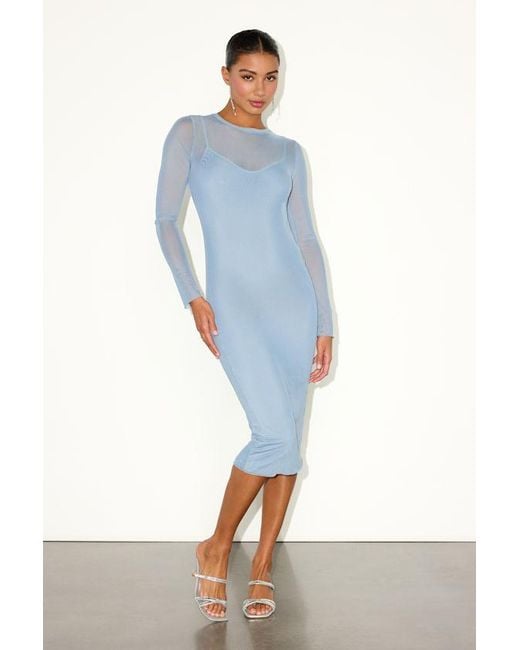 Lulus Perfect Plans Sheer Mesh Long Sleeve Midi Dress in Blue | Lyst Lulus Perfect Plans Sheer Mesh Long Sleeve Midi Dress in Blue | Lyst
