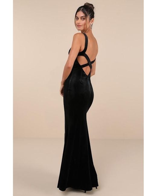 Lulus Black Perfectly Classy Velvet Strappy Maxi Dress