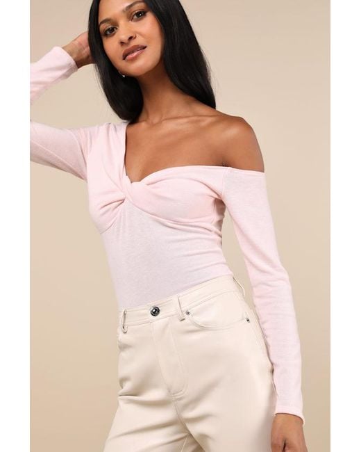 Lulus Natural Adorable Simplicity One-Shoulder Sweater Top