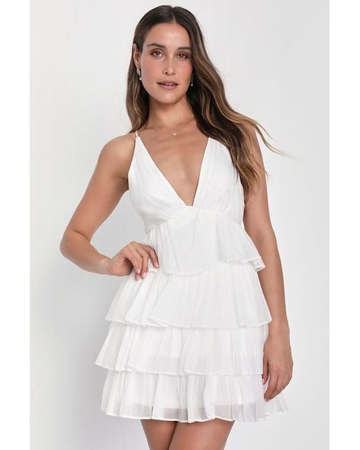 Lulus Green The Party's Tier Organza Tiered Backless Mini Dress