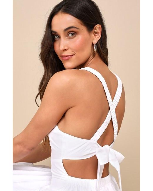Lulus Natural Strolling Sicily Pleated Backless Midi Dress With Pockets