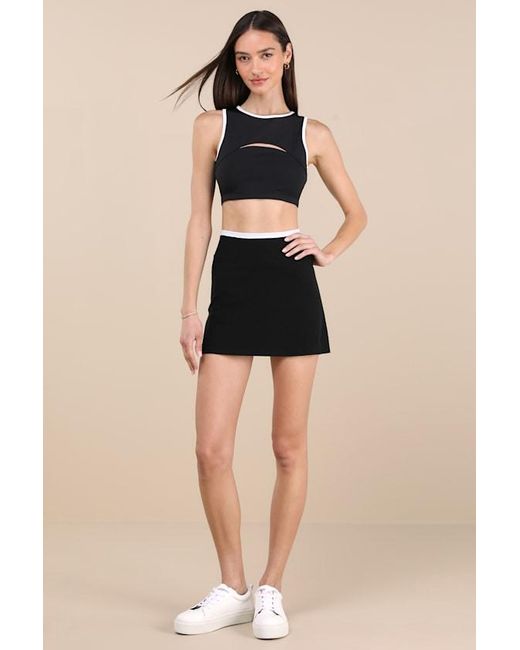 Year Of Ours Black Two Tone And Cutout Sports Bra