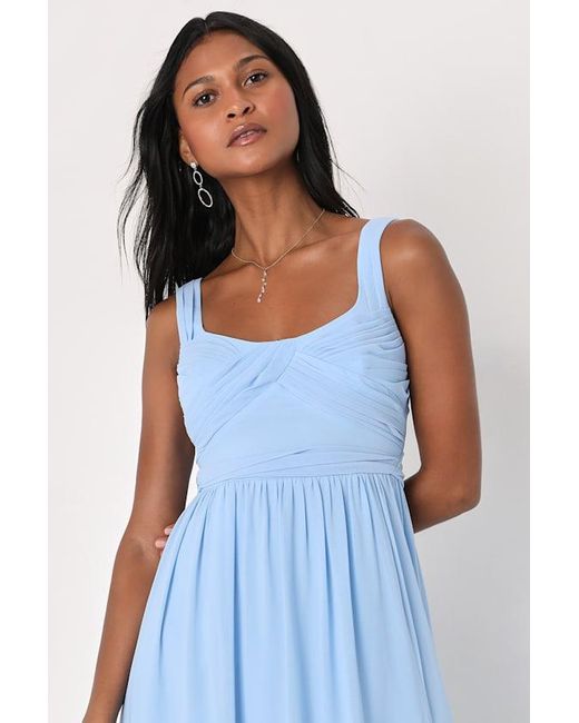 Lulus Blue Sensational Moment Pleated Maxi Dress