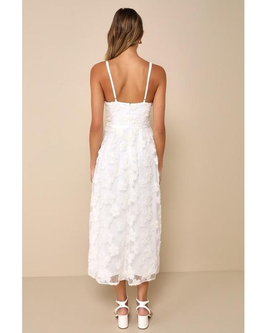 Lulus Natural Delightful Charisma Embroidered Sequin Mesh Midi Dress