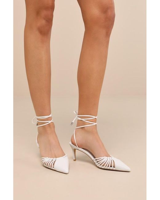 Lulus Natural Ansel Snake-Embossed Lace-Up Pumps