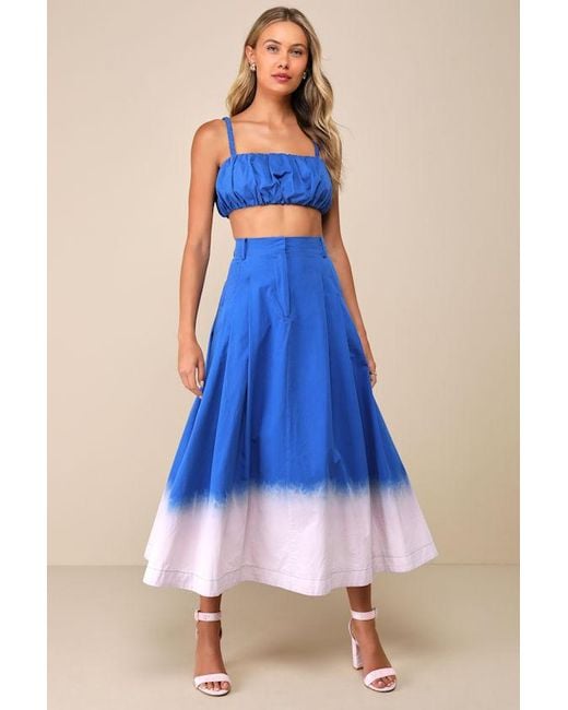 Lulus Blue Compelling Aesthetic Ombre Two-Piece Sleeveless Midi Dress