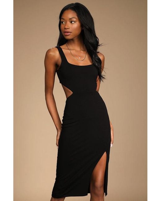 Lulus Black How I Feel Cutout Bodycon Midi Dress