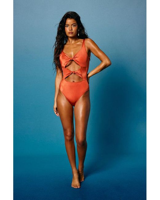 Lulus Orange Bolonia Rust Cutout One-Piece Swimsuit