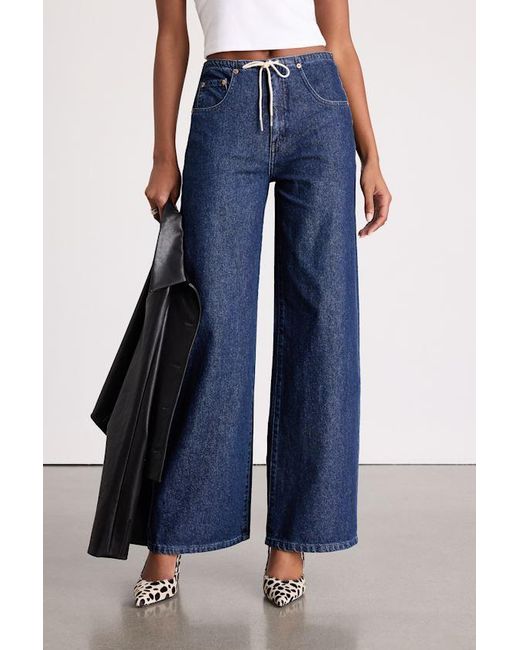 Daze Denim Blue Madison Dark Wash Drawstring Wide-Leg Jeans