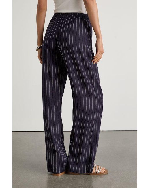 Lulus Blue Aravah Pinstriped Linen Wide-Leg Pants