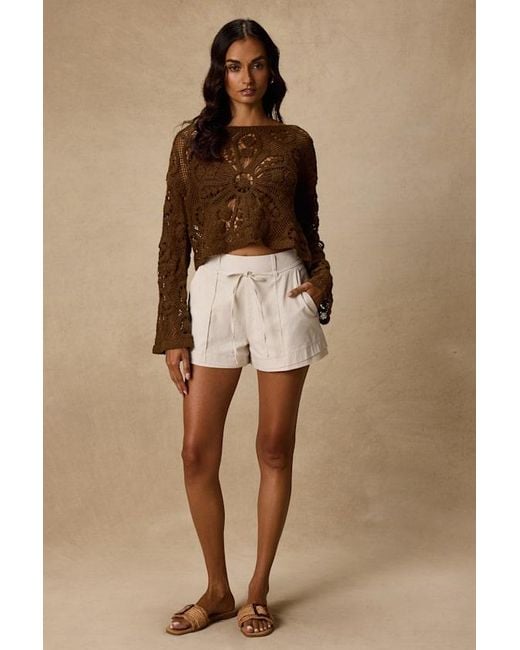 Lulus Brown Sylvette Tie-Front High-Waisted Shorts