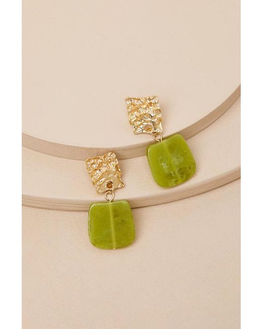 Lulus Yellow Justus Hammered Stone Square Drop Earrings
