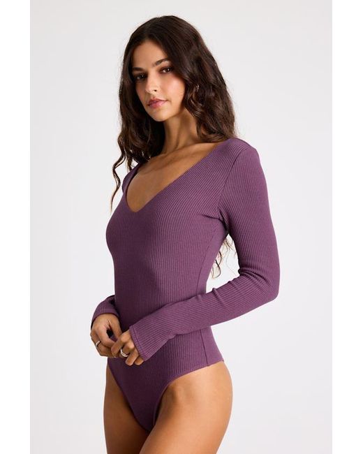 Lulus Purple Easygoing Chic Long Sleeve Bodysuit