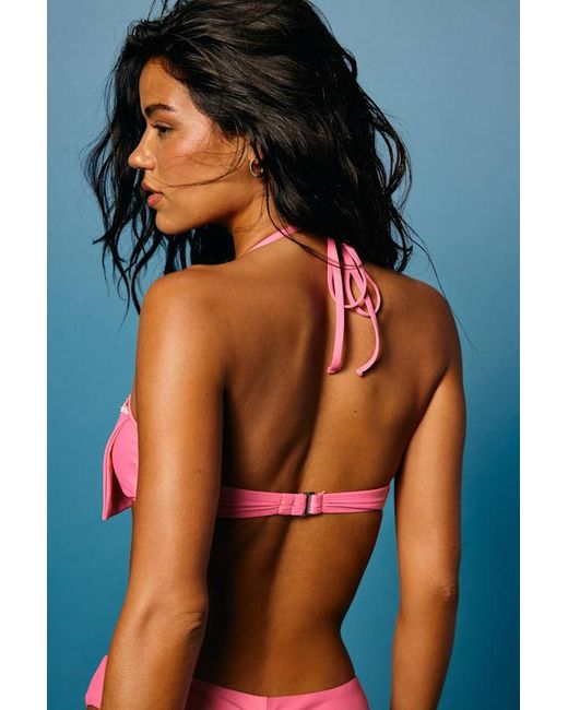Lulus Pink Cordia Bow Bandeau Bikini Top