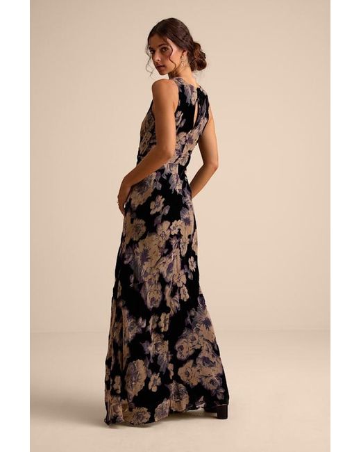 Lulus Natural Ramonda Velvet Burnout Sleeveless Maxi Dress