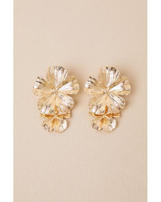 Lulus Natural Aster Flower Statement Earrings