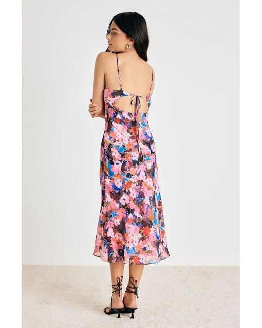 Lulus Red Tisa Multi Floral Slip Midi Dress