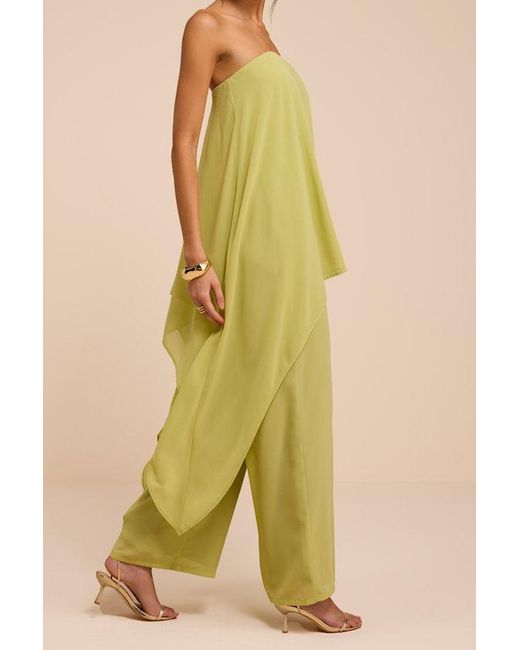 Lulus Brown Kiko Lime Strapless Overlay Wide-Leg Jumpsuit