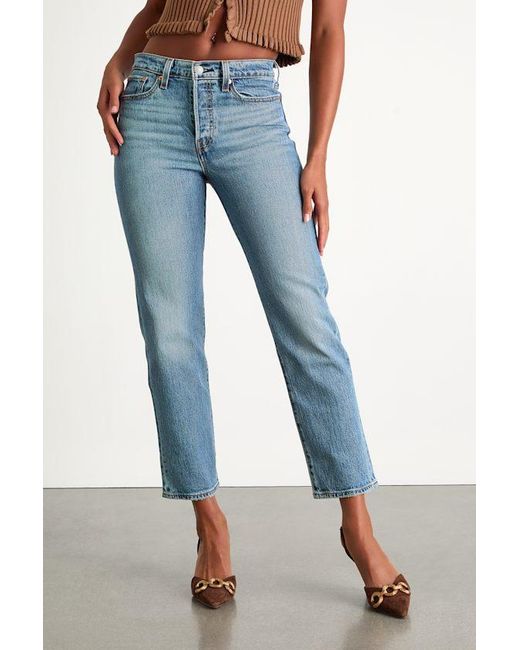 Levi's Blue Wedgie Straight Light Wash Cropped High-Rise Jeans