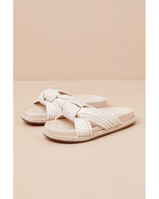 Lulus Natural Kellon Raffia Knotted Slide Sandals