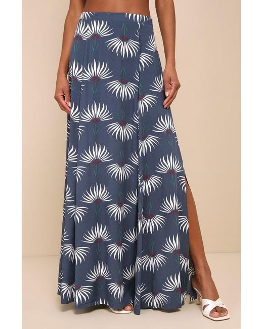 Lulus Blue Trancoso Floral Print Two-Piece Maxi Dress