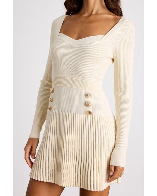 Lulus Natural Chicest Crush Ribbed Long Sleeve Mini Sweater Dress