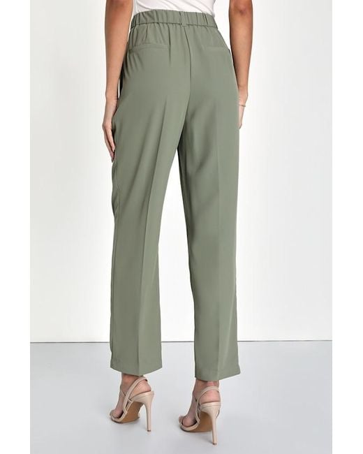 Lulus Green Sophisticated Company Straight Leg Trouser Pants