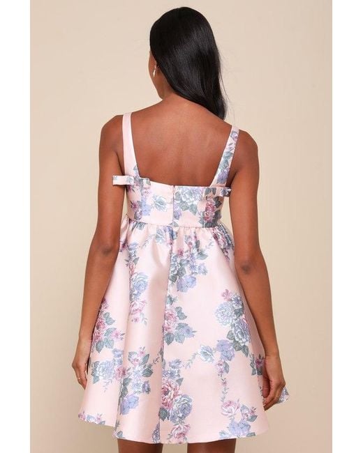 Lulus Pink Unbelievably Lovely Floral Babydoll Empire Waist Mini Dress