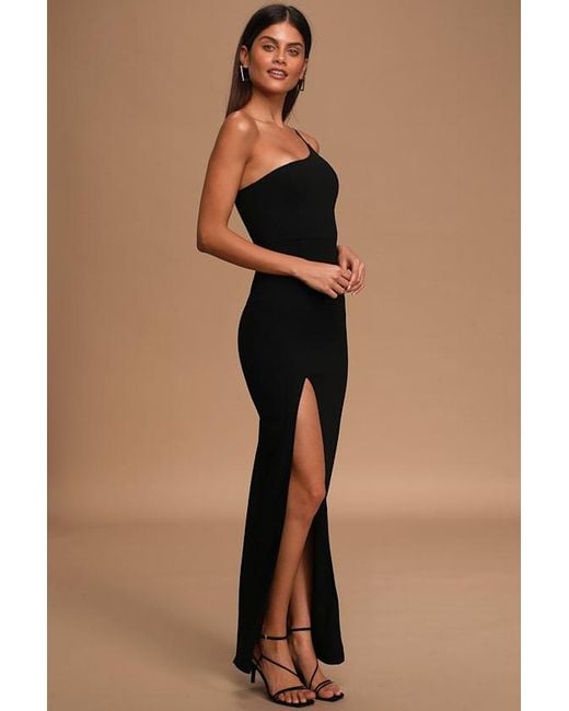 Lulus Black Keeper Of My Heart One-Shoulder Maxi Dress